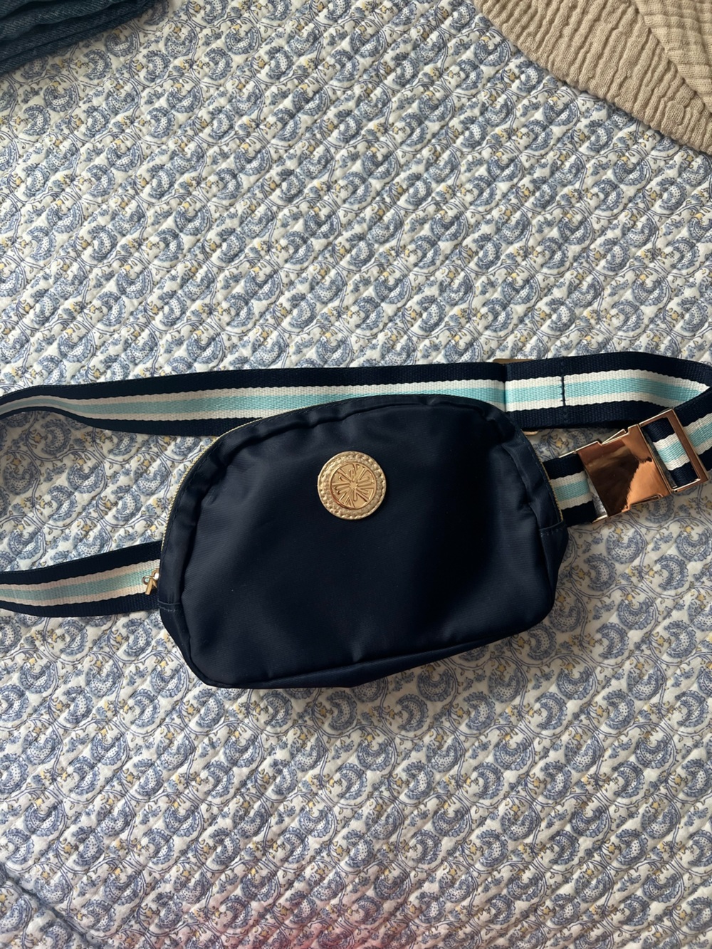 Lilly Pulitzer Navy Blue Striped Belt Bag - Picture 2 of 4